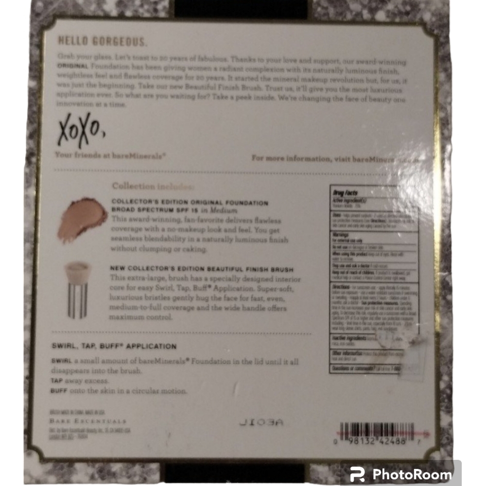 Bare Minerals 20th Anniversary Full Size Foundation & Brush Set LIGHT discontinu - Picture 4 of 5
